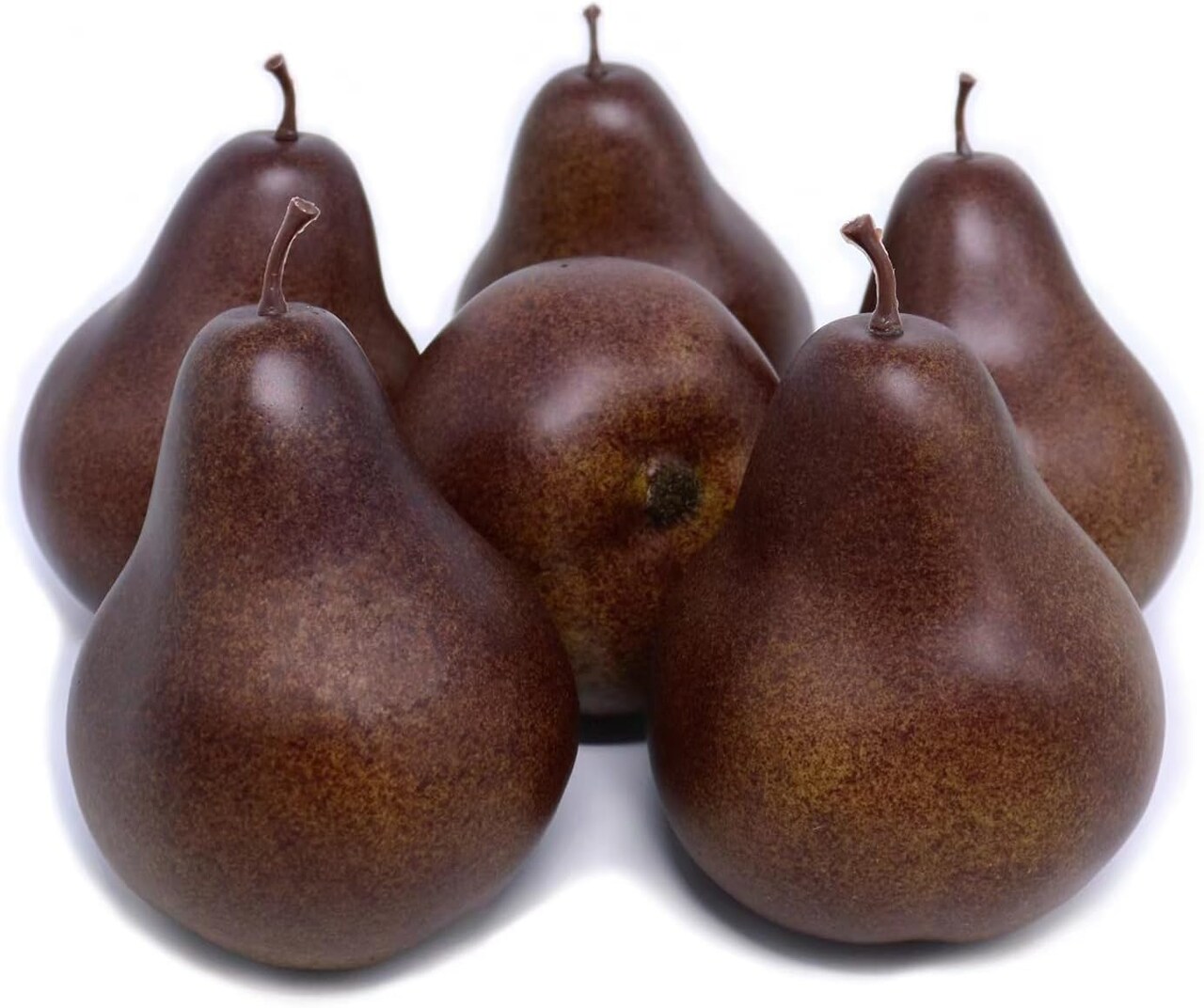 6pcs Fake Pears Artificial Fruits Vivid Brown Pears for Home Fruit (Brown)